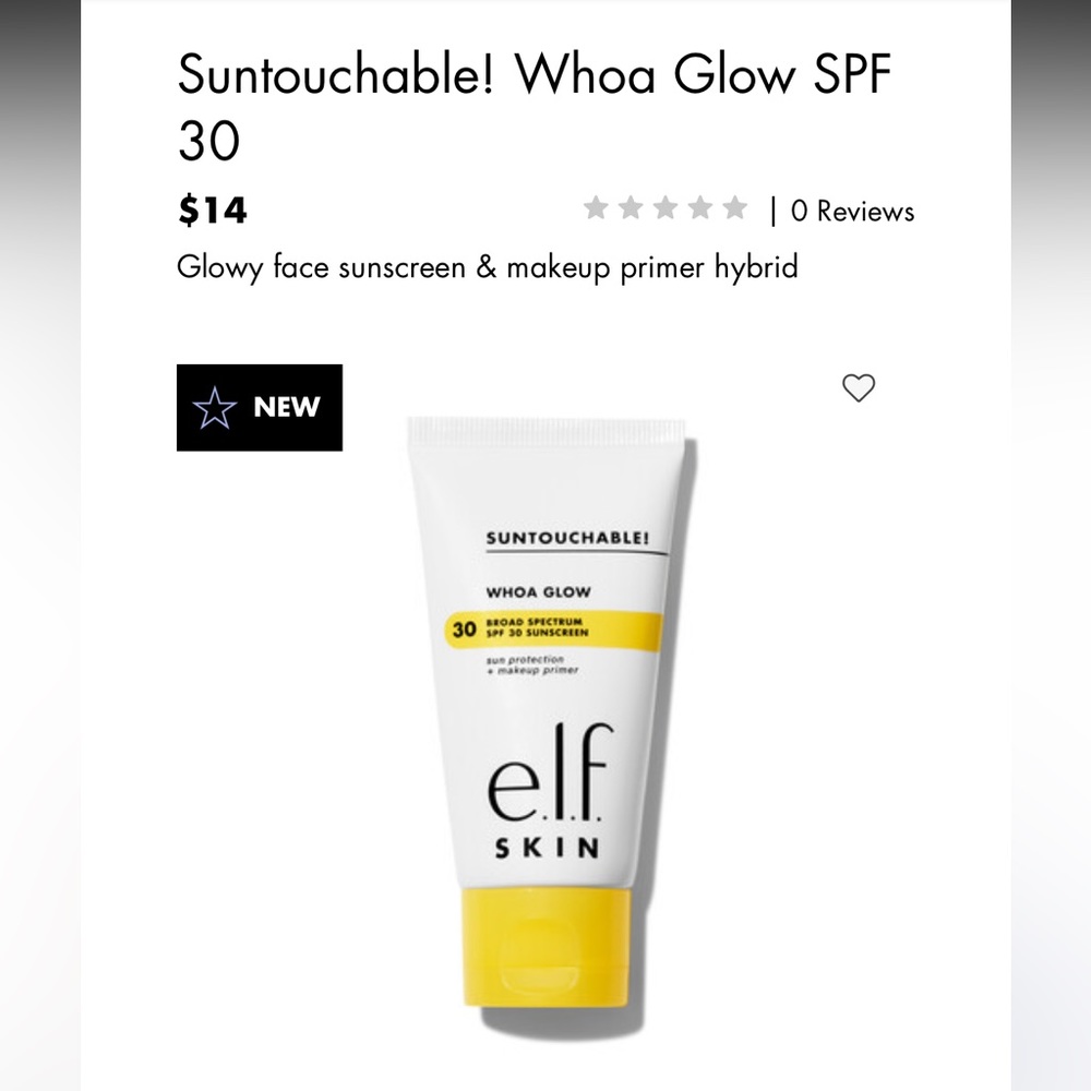 🆕 E.L.F. Suntouchable! Whoa Glow SPF 30. Color: Sunbeam. NWT. NIB.